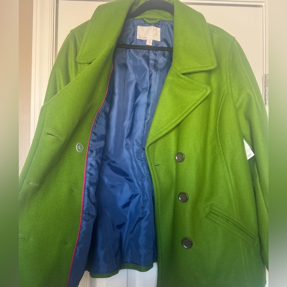 Old Navy Wool Pea Coat Y2K Green Sz XXL - Picture 3 of 6